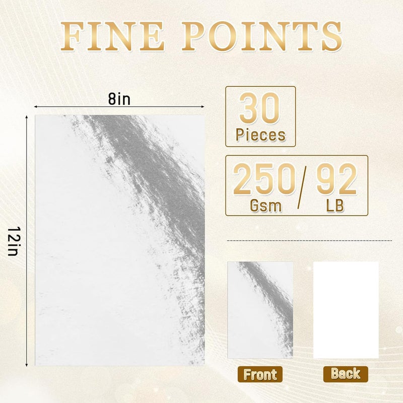 Nitelemn 30 Pack Silver Metallic Cardstock Paper Sheets, 8" x 12" Color Foil Mirror Shimmering Paper 250gsm/92lb For Arts and Crafts, Decorative, Weddings & Birthdays Invitations, Scrapbook Supplies (Silver) - Image 2
